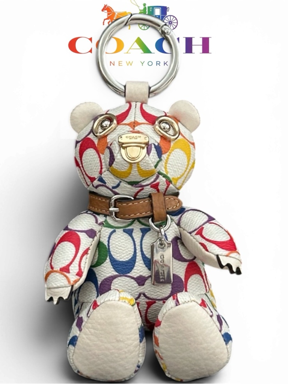 COACH Collectibles Pride Bear Bag Charm Key Ring NWT